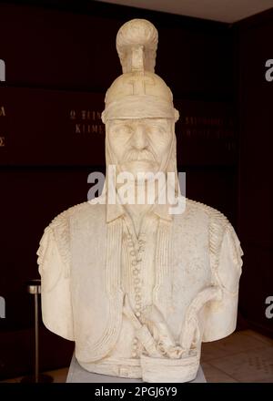 Theodoros Kolokotronis, 3. April 1770 – 4. Februar 1843, war ein griechischer General und der führende Führer des griechischen Unabhängigkeitskrieges, einer Statue im Krieg Stockfoto