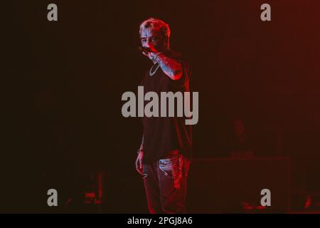 Salmo tritt live in Mailand auf dem Mediolanum Forum auf Stockfoto