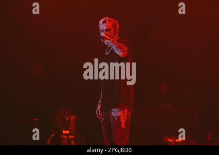 Salmo tritt live in Mailand auf dem Mediolanum Forum auf Stockfoto