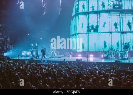 Salmo tritt live in Mailand auf dem Mediolanum Forum auf Stockfoto
