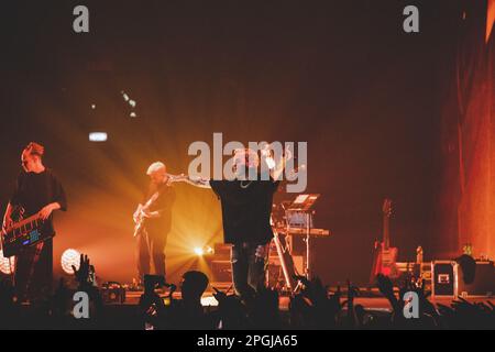 Salmo tritt live in Mailand auf dem Mediolanum Forum auf Stockfoto