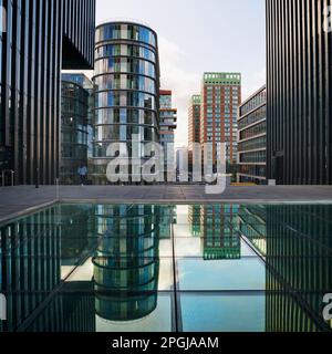 Designhotel Hyatt Regency Düsseldorf in Media Harbour, Medienhafen, Deutschland, Nordrhein-Westfalen, Niederrhein, Düsseldorf Stockfoto