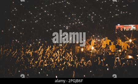 Salmo tritt live in Mailand auf dem Mediolanum Forum auf Stockfoto