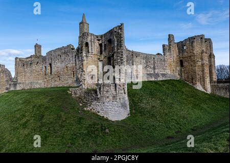 Warkworth Castle in Northumberland Stockfoto