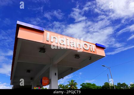 Indisches Öl, Tankstelle, Mauritius Stockfoto