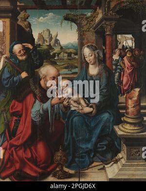 Die Adoration of the Magi – Mittelfeld, ca. 1515 von Joos van Cleve Stockfoto