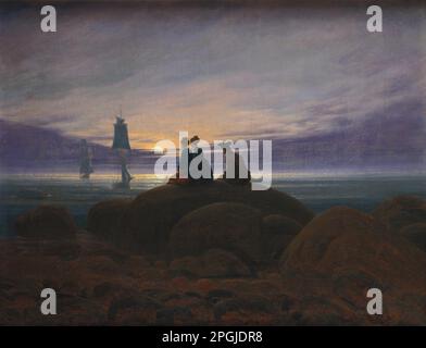 Mondaufgang über dem Meer 1822 von Caspar David Friedrich Stockfoto