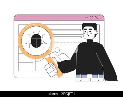 Debugging von Webanwendungslinien-Konzept, Vektordarstellung Stock Vektor