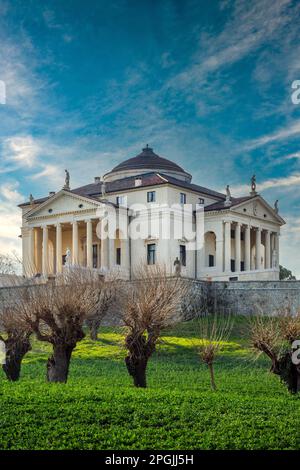 Villa Almerico Capra Valmarana (auch bekannt als La Rotonda) entworfen von Andrea Palladio, Vicenza, Veneto, Italien Stockfoto