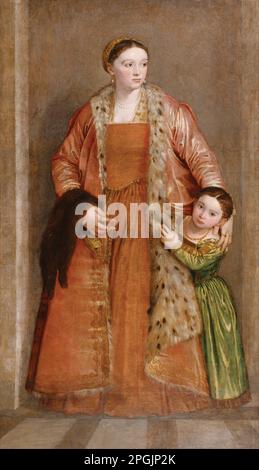 Porträt der Gräfin Livia da Porto Thiene und ihrer Tochter Deidamia 1552 (Renaissance) von Paolo Veronese Stockfoto