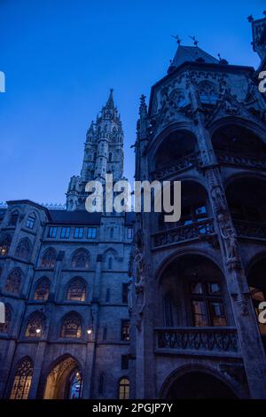 Innenhof des Münchner Rathauses, München, Bayern, Deutschland. Stockfoto