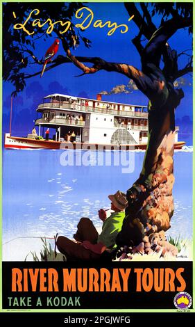 Faule Tage. River Murray Tours von James Northfield (1887-1973). Poster in den 1930er in Australien veröffentlicht. Stockfoto