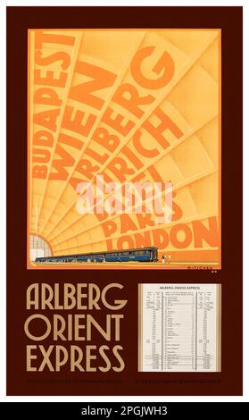 Arlberg Orient Express von Alois Mitschek (1889-1974). Poster 1931 in Österreich veröffentlicht. Stockfoto