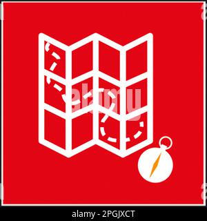 Karte und Kompass Stockfoto