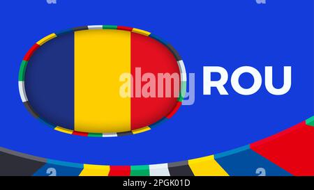 Rumänische Flagge für Qualifikation im europäischen Fußballturnier. Markierung auf Vektorhintergrund. Stock Vektor