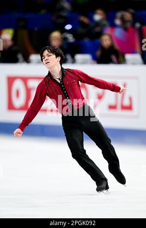 Saitama, Japan. 23. März 2023. Shoma UNO (JPN), während des Men Short Program, bei der ISU World Figure Skating Championships 2023, in der Saitama Super Arena, am 23. März 2023 in Saitama, Japan. Kredit: Raniero Corbelletti/AFLO/Alamy Live News Stockfoto