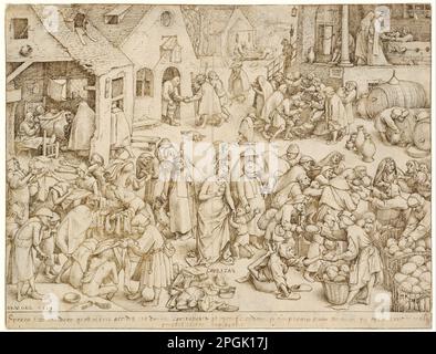 Die sieben Tugenden 3 Wohltätigkeitsorganisation 1559 von Pieter Bruegel dem Ältesten Stockfoto