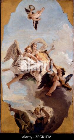 Tugend und Adel, die Unwissenheit in den Flug um 1743 von Giovanni Battista Tiepolo bringen Stockfoto