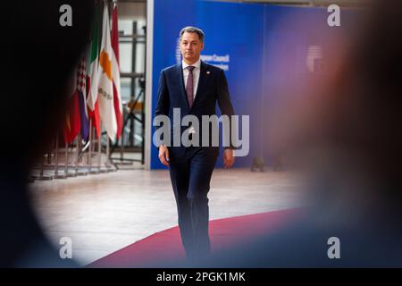 Brüssel, Belgien. 23. März 2023. Nicolas Landemard / Le Pictorium - Ankunft der Staats- und Regierungschefs auf dem europäischen Gipfel - 23. November 3/2023 - Belgien / Brüssel - belgischer Premierminister Alexander De Croo. Ankunft der Staats- und Regierungschefs auf dem europäischen Gipfel Credit: LE PICTORIUM/Alamy Live News Stockfoto