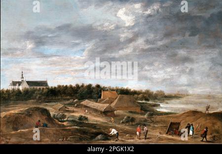 Maurer bei Hemiksem vor 1690 Uhr von David Teniers dem Jüngeren Stockfoto