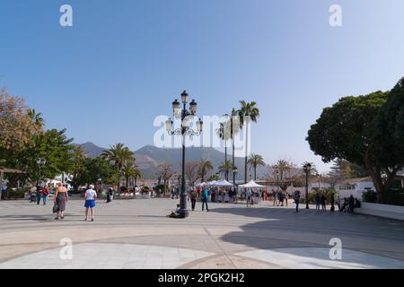 Mijas Pueblo Plaza de la Constitucion Hauptplatz Spanien Spanien weißes Blanco Dorf Stockfoto