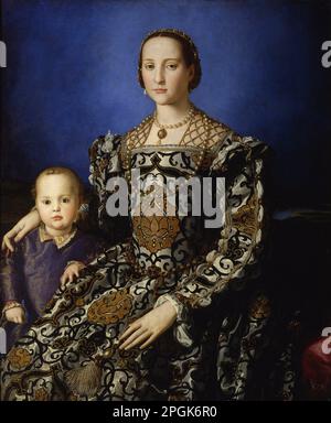 Porträt von Eleanor von Toledo und ihrem Sohn Giovanni de' Medici zwischen 1544 und 1545 von Bronzino Stockfoto