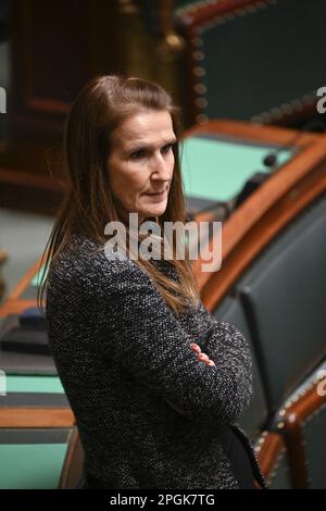 Brüssel, Belgien. 23. März 2023. SOPHIE Wilmes VON HERRN SOPHIE auf einer Plenarsitzung der Kammer im Bundesparlament in Brüssel am Donnerstag, den 23. März 2023. BELGA FOTO LAURIE DIEFFEMBACQ Kredit: Belga News Agency/Alamy Live News Stockfoto