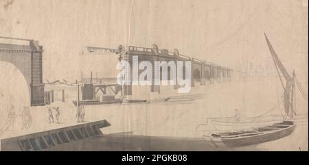 Westminster Bridge Under Construction von Samuel Scott Stockfoto