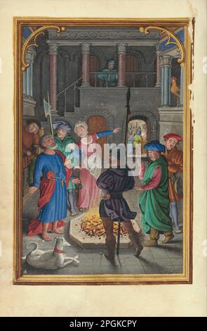 Die Leugnung des Heiligen Petrus um 1525 - 1530 von Simon Bening Stockfoto