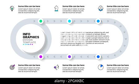 Infografik-Vorlage mit Symbolen und 6 Optionen oder Schritten. Linie. Kann für Workflow-Layout, Diagramm, Banner, webdesign verwendet werden. Vektorgrafik Stock Vektor