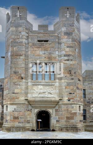 Castle Dropo, Drewsteignton, Devon, England, Großbritannien - das letzte Schloss, das in England gebaut wurde, entworfen von Sir Edwin Lutyens, erbaut 1910 -1930 Stockfoto