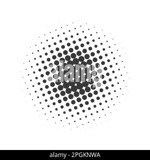 Kreisförmiges Halbtonbild eingestellt. Moderne gepunktete Kreise mit Halbtönen. Schwarze Farbverläufe mit Punktmuster. Vektordarstellung Stock Vektor