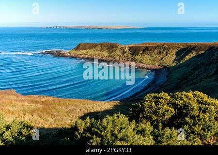 Die Bucht namens Scotland's Haven auf der östlichen Seite von St. John's Point, Caithness, Schottland, Großbritannien Stockfoto