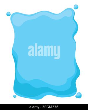 Isolierte Schablone im Cartoon-Stil mit blauem Schild in rechteckiger und unregelmäßiger Form wie Wasserspritzer. Cartoon-Design. Stock Vektor
