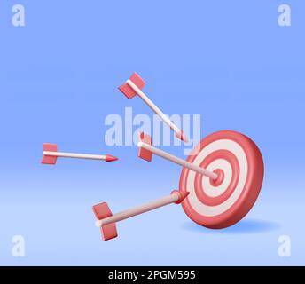 3D Symbol „Ziel mit Pfeil in der Mitte“ Stock Vektor