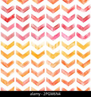 Handgemalter Aquarellverlauf geometrischer Zyanotyp Buntes gebrochenes Chevron Allover nahtloses Fischgrätenmuster Stockfoto
