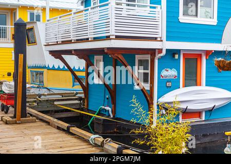 Schwimmende Häuser in Fisherman's Wharf Victoria British Columbia Canada Stockfoto