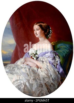 Kaiserin Eugenie von Franz Xaver Winterhalter (1805-1873), Öl auf Leinwand, 1854. Doña María Eugenia Ignacia Agustina de Palafox y Kirkpatrick, 19. Gräfin von Teba, 16. Marchionin von Ardales (1826-1920), bekannt als Eugénie de Montijo war nach ihrer Hochzeit mit Kaiser Napoleon III. Am 30. Januar 1853 die Kaiserin der Franzosen Stockfoto