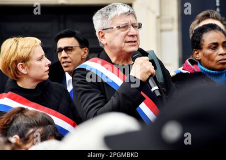 Nationaler Protesttag gegen das Pensionsrechtsprojekt von Emmanuel Macron 23. März 2023 - Paris - Frankreich Stockfoto