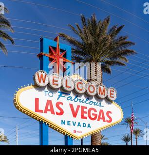 Ein Bild des „Welcome to Fabulous Las Vegas“-Zeichens. Stockfoto