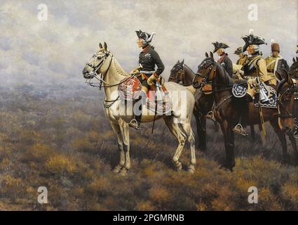 Gewitter Hugo - Frederick der große Surveying the Field of Battle - Deutsche Schule - 19. Und Anfang des 20. Jahrhunderts - Ungewitter Hugo - Frederick der große Surveying the Field of Battle - Deutsche Schule - 19. Und Anfang des 20. Jahrhunderts Stockfoto