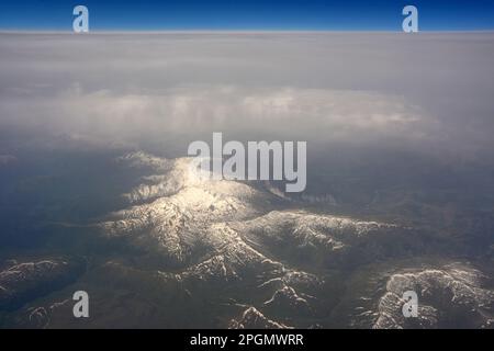 Schneeberggipfel in Europa, Luftaufnahme Stockfoto