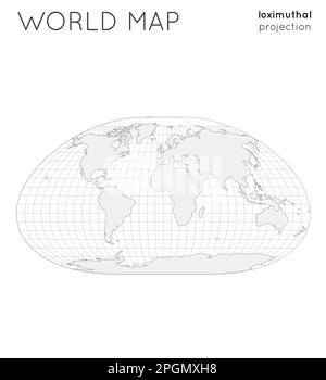 Weltkarte. Globus in loximuthaler Projektion, mit Gitterlinien-Stil. Vektorgrafik umreißen. Stock Vektor