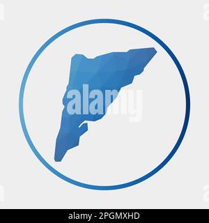 Salt Cay, Wahrzeichen der Turks Islands. Polygonale Karte der Insel im Gradientenring. Runde niedrige Poly Salt Cay, Turks Islands Schild. Vektorabbildung. Stock Vektor