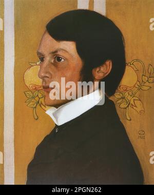 Zwintscher Oskar - Porträt von Heinrich Vogeler - Deutsche Schule - 19. Jahrhundert - Zwintscher Oskar - Porträt von Heinrich Vogeler - Deutsche Schule - 19. Jahrhundert Stockfoto