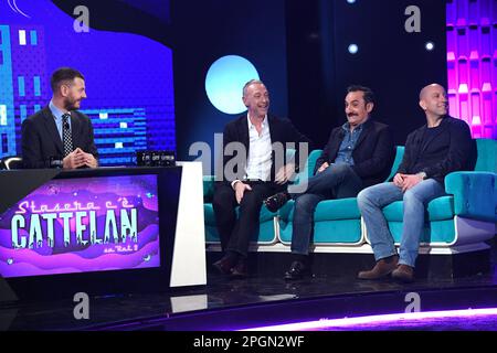 Mailand, Italien. 23. März 2023. Mailand - TV-Show "Tonight is Cattelan" - Alessandro Cattelan, Linus, Nicola Savino, Matteo Curti Kredit: Independent Photo Agency/Alamy Live News Stockfoto