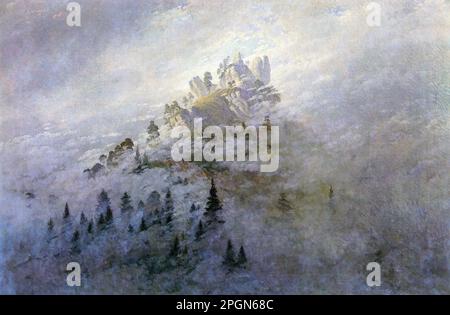 Friedrich Caspar David - Morgennebel in den Bergen - Deutsche Schule - 19. Und Anfang des 20. Jahrhunderts - Friedrich Caspar David - Morgennebel im Gebirge - Deutsche Schule - 19. Und Anfang des 20. Jahrhunderts Stockfoto