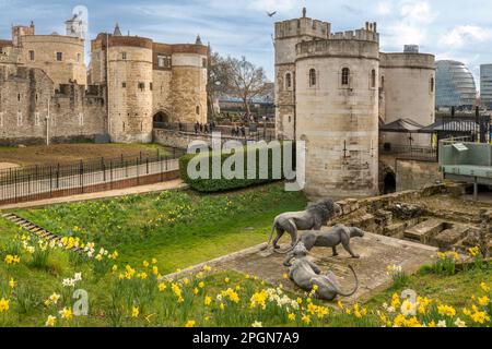 Der Tower of London wurde 1078 von William dem Eroberer erbaut und ist ein historisches Schloss am Nordufer der Themse im Zentrum Londons. Offiziell H. Stockfoto