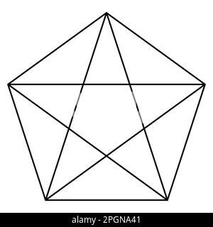 Einfache monochrome Vektorgrafik eines Pentagramms. Ein fünfseitiges Polygon mit einem fünfeckigen Stern. Es hat religiöse oder okkulte Bedeutung Stock Vektor