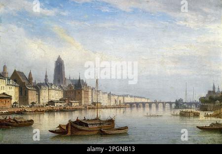 Morgenstern Carl - Blick auf Frankfurt am Main - Deutsche Schule - 19. Und Anfang des 20. Jahrhunderts - Morgenstern Carl - Blick auf Frankfurt am Main - Deutsche Schule - 19. Und Anfang des 20. Jahrhunderts Stockfoto